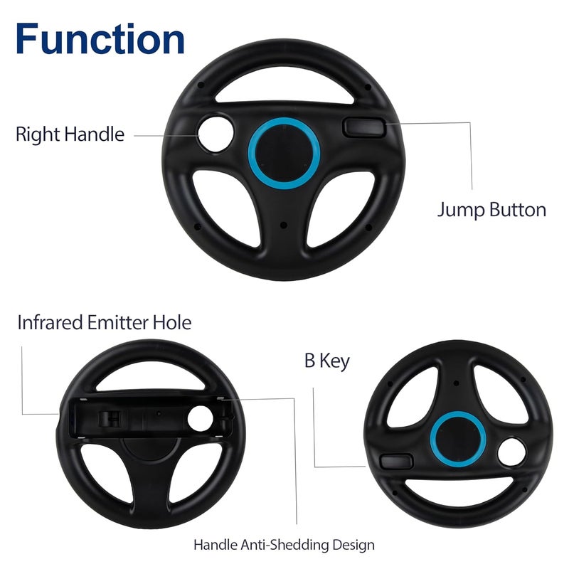 DTianSir 4Pcs Mario Kart Steering Wheels and Zapper Light Gun Compatible with Nintendo Wii/Wii U Remote Controller(Black) [Video Game] - Image 5